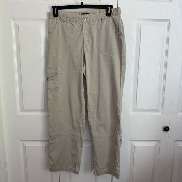Columbia Light Tan Cargo Pants roll up snaps cropped size 10 women’s - Picture 1 of 11